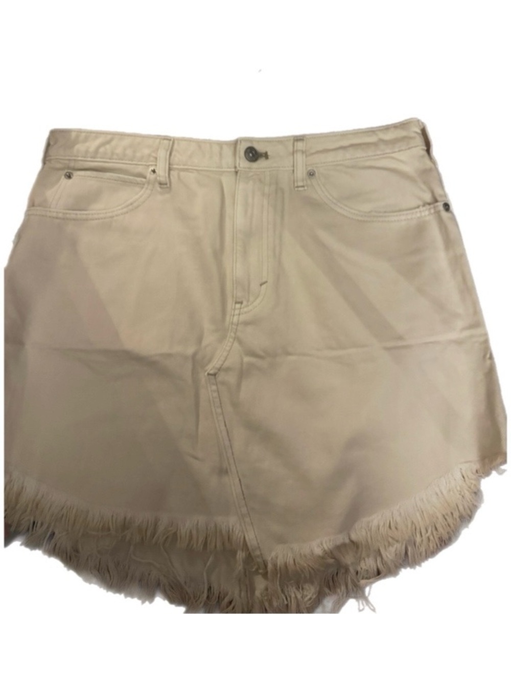 We The Free Cream Fringed Denim Skort